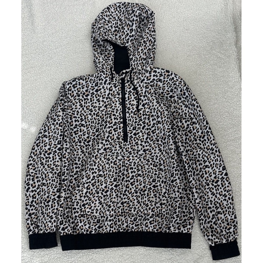 Women's Pullover Windbreaker Anorak Jacket Cheetah True Leopard 1/2 Zip Small